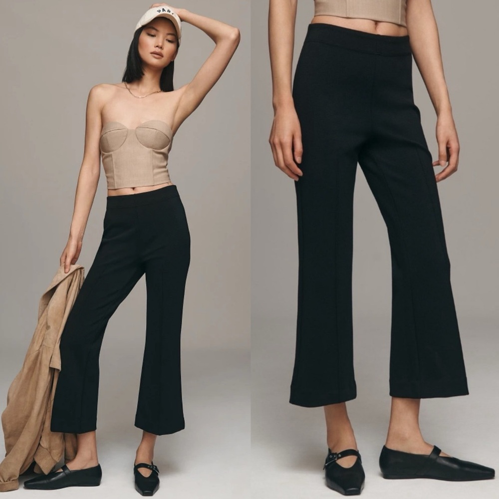Anthropologie Black Boot-Cut Crop Pants